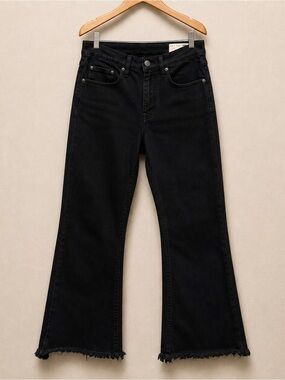 Rag & Bone 10” Crop Flare High Rise Kick Flare Black Jeans 30